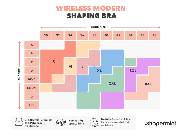 Shapermint Bra SHAPERMINT Bras for Women, Full Coverage Wirefree Bra with Lift, Plus Size | Full coverage wirefree bra with sewn-in foam cups, reinforced underbust, smoothing wings and adjustable convertible straps. at Amazon Women's